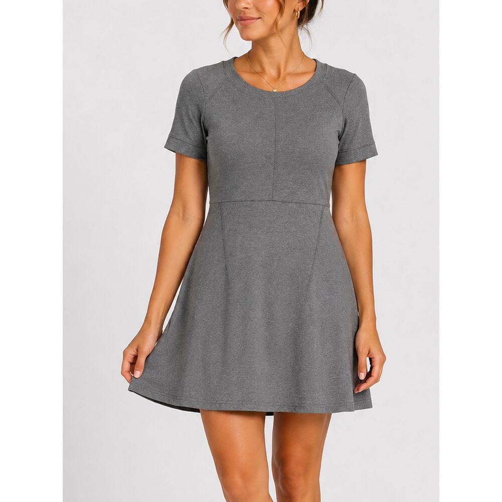 Athleta Gray Fit & Flare Knit Dress Small